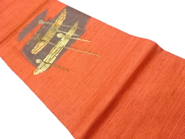 JAPANESE FUKURO OBI / TSUMUGI / PULP CLOTH / WOVEN ABSTRACT DRAGONFLY